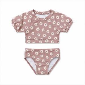 Mebie Baby - Daisy Short Sleeve Bikini Set - 0-3M, 3-6M