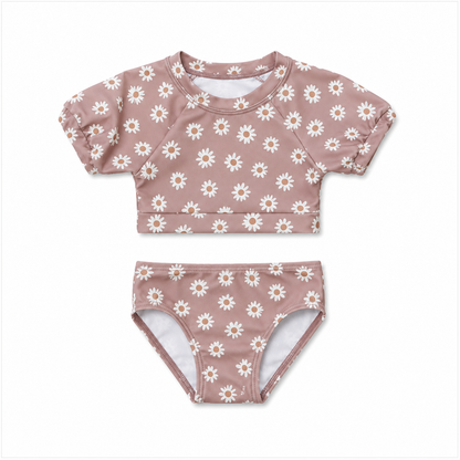 Mebie Baby - Daisy Short Sleeve Bikini Set - 0-3M, 3-6M