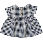 Mebie Babe Navy Gingham Linen Cotton Dress|118267