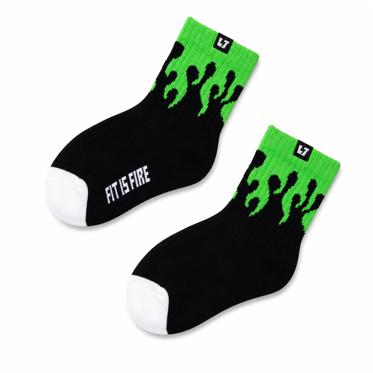 Little Trouble - Green Flame Crew Socks