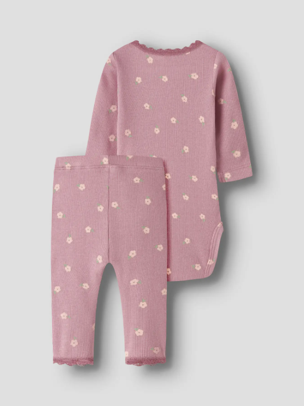 Name It - Petite Floral Ribbed Set|213878