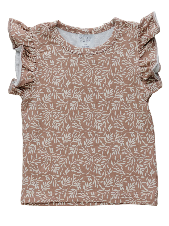 Mebie Baby - Dusty Rose Vines Ruffle Tee|91167