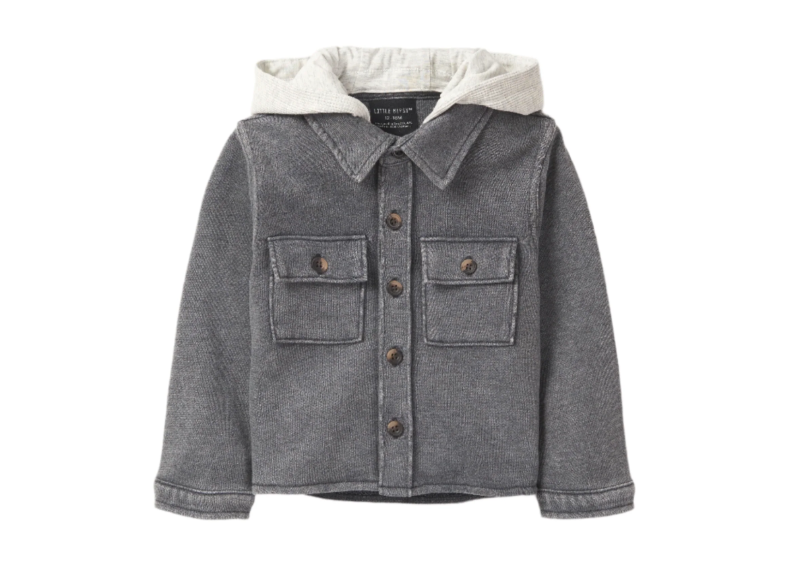 Little Bipsy Hooded Shacket - Charcoal Wash|137942