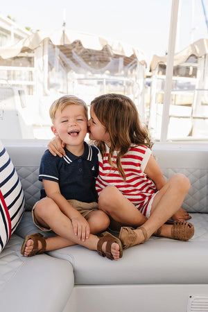 Mebie Baby - Red Stripe Knit Short Tank Set