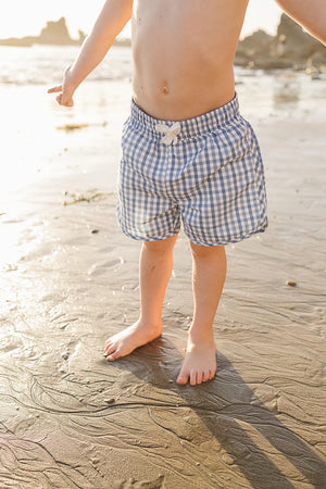 Mebie Baby - Light Blue Gingham Swim Shorts