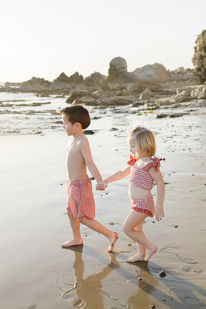 Mebie Baby - Red Gingham Swim Shorts