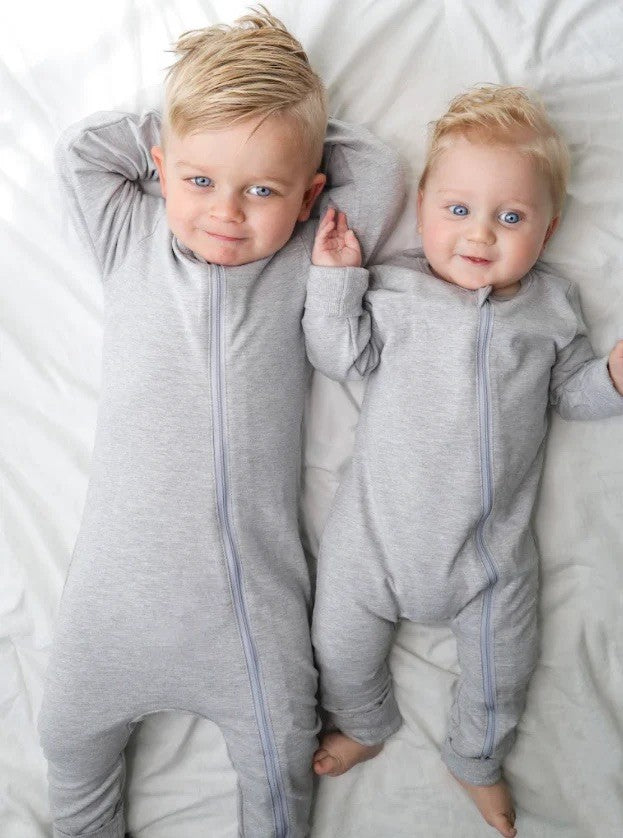 Little Bipsy - Grey 2-Way Zip Romper|108937