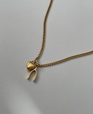 Wishbone Necklace- Gold -18K PVD Gold Plating|186992