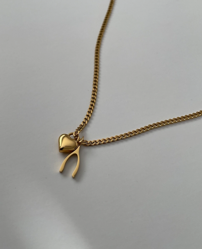 Wishbone Necklace- Gold -18K PVD Gold Plating|186992