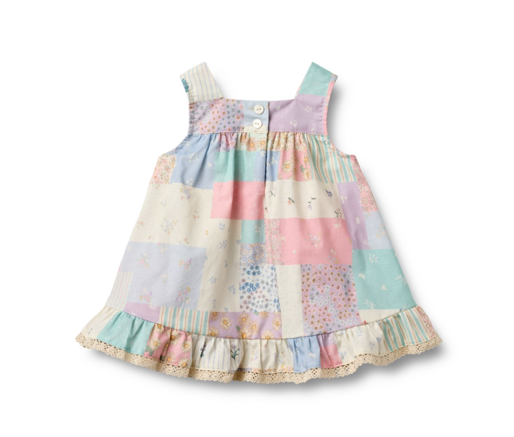 Wheat -  Dress Ruffle Ayla Patchwork Flowers|191176