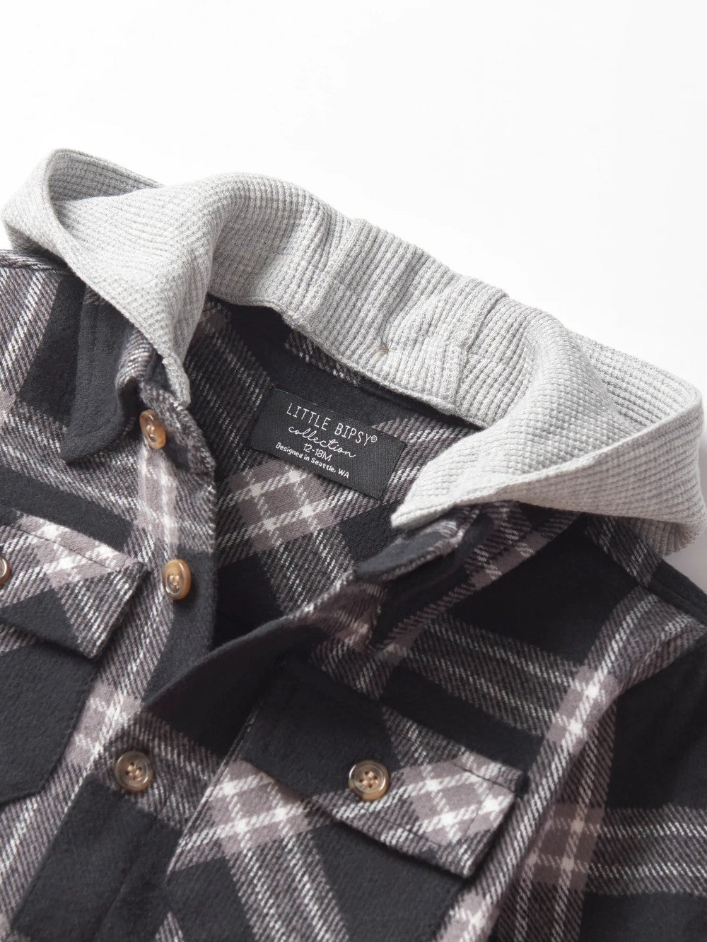 Little Bipsy - Hooded Flannel - Black|109210