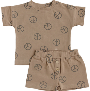 Mebie Baby - Peace Button Short Set|87725