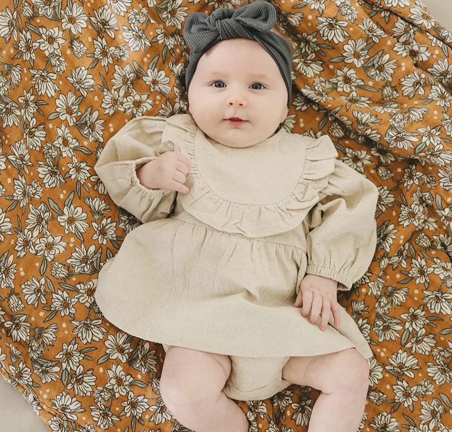 Mebie Baby - Oatmeal Linen Dress & Bloomers|91186