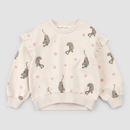 Miles The Label - Leopards on Birch Ruffled Sweatshirt|182453