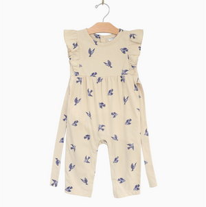 City Mouse - Flutter Long Romper- Bluebirds|99651