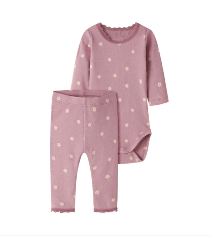 Name It - Petite Floral Ribbed Set|213877