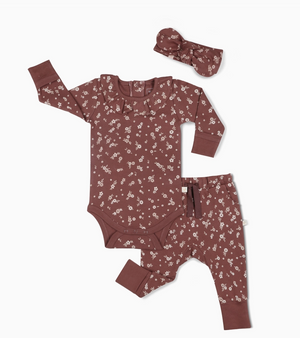 Organic Ruffle Onesie & Pants Set - Winter Bloom|107566