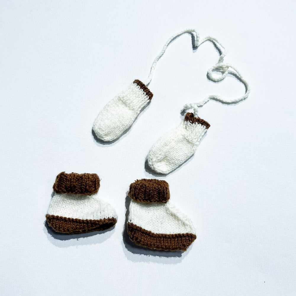 Hand Knit Gloves & Booties Set 0-3M|209948