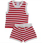 Mebie Baby - Red Stripe Knit Short Tank Set|205238