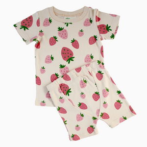 "My Jammies" Organic Kids' Pajamas - Short - Strawberries|202602