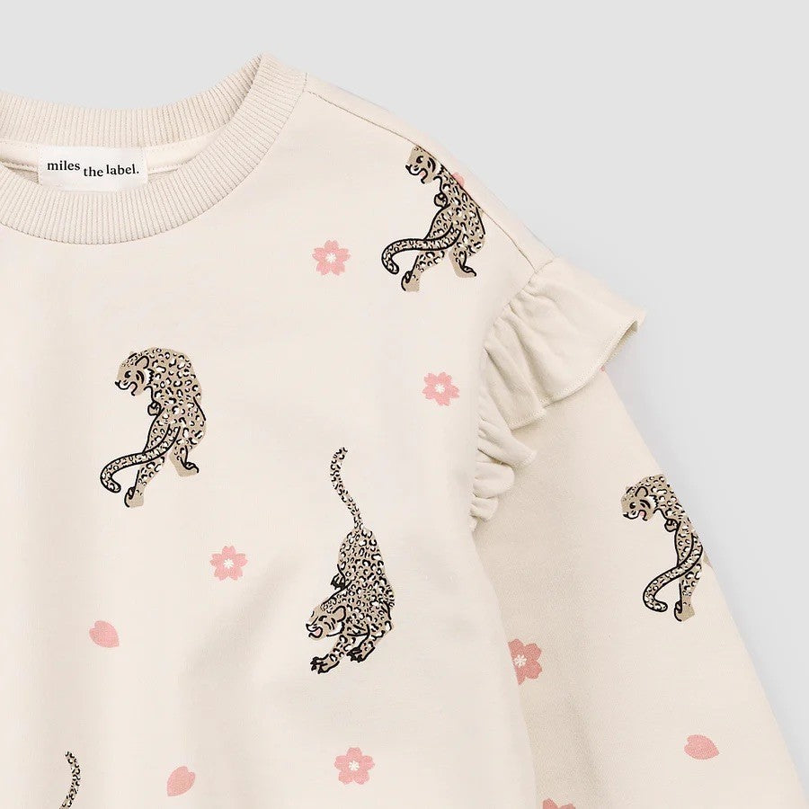 Miles The Label - Leopards on Birch Ruffled Sweatshirt|182452