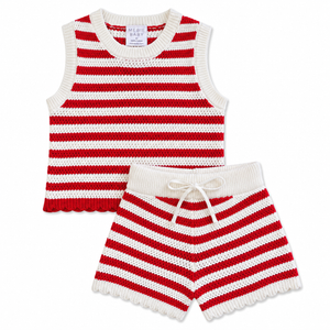Mebie Baby - Red Stripe Knit Short Tank Set