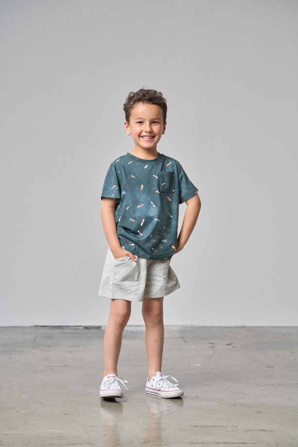 Little Bipsy - Stitch Pocket Jersey Short - Light Heather Grey|142515