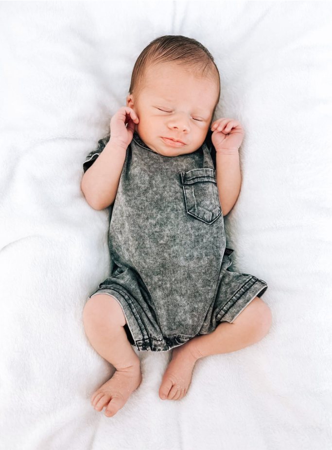 Little Bipsy - Acid Wash Shortie Romper|142088