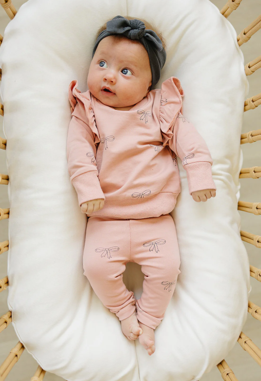 Mebie Baby - Pink Ribbon Ruffle French Terry Set|185310