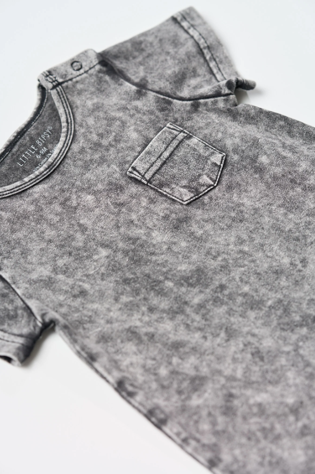 Little Bipsy - Acid Wash Shortie Romper|142084