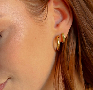 Ribbed Honey Huggie Hoops -18K PVD Gold Plating|186979