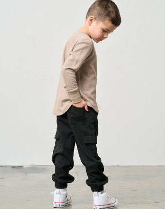 Little Bipsy - Cotton Twill Cargo Jogger - Black|164278