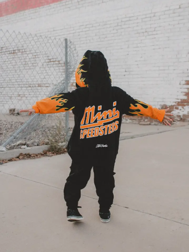 Little Trouble - Mini Speedster Orange Flame Hoodie|205851