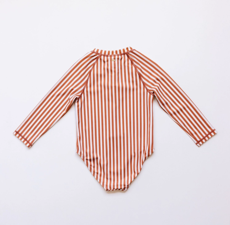 Roco Swim - Zip Up Terracotta Stripe|88543