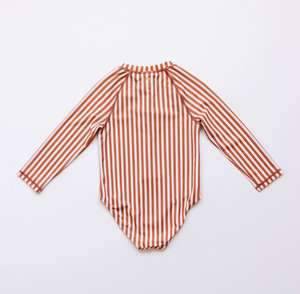 Roco Swim - Zip Up Terracotta Stripe|88543