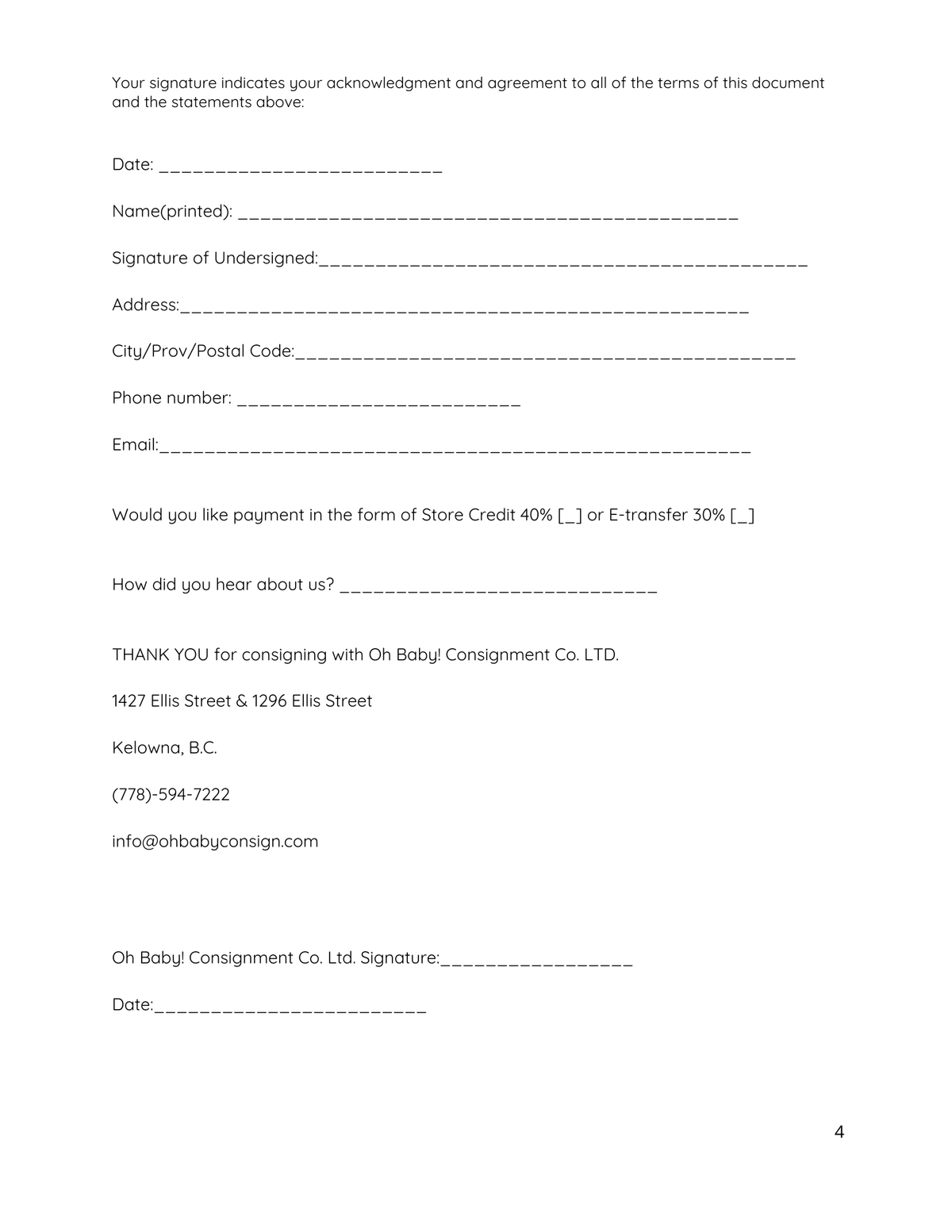 Consignment Agreement