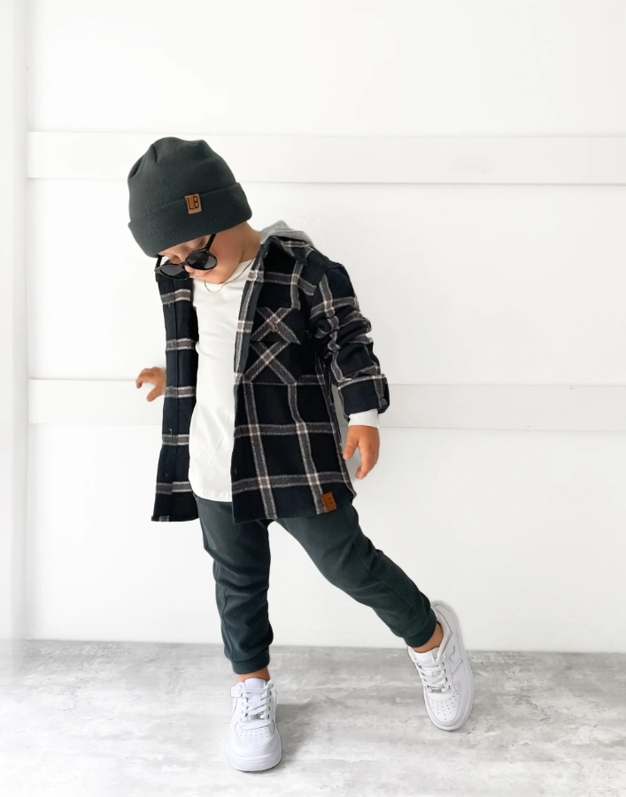 Little Bipsy - Hooded Flannel - Night Fall|113244