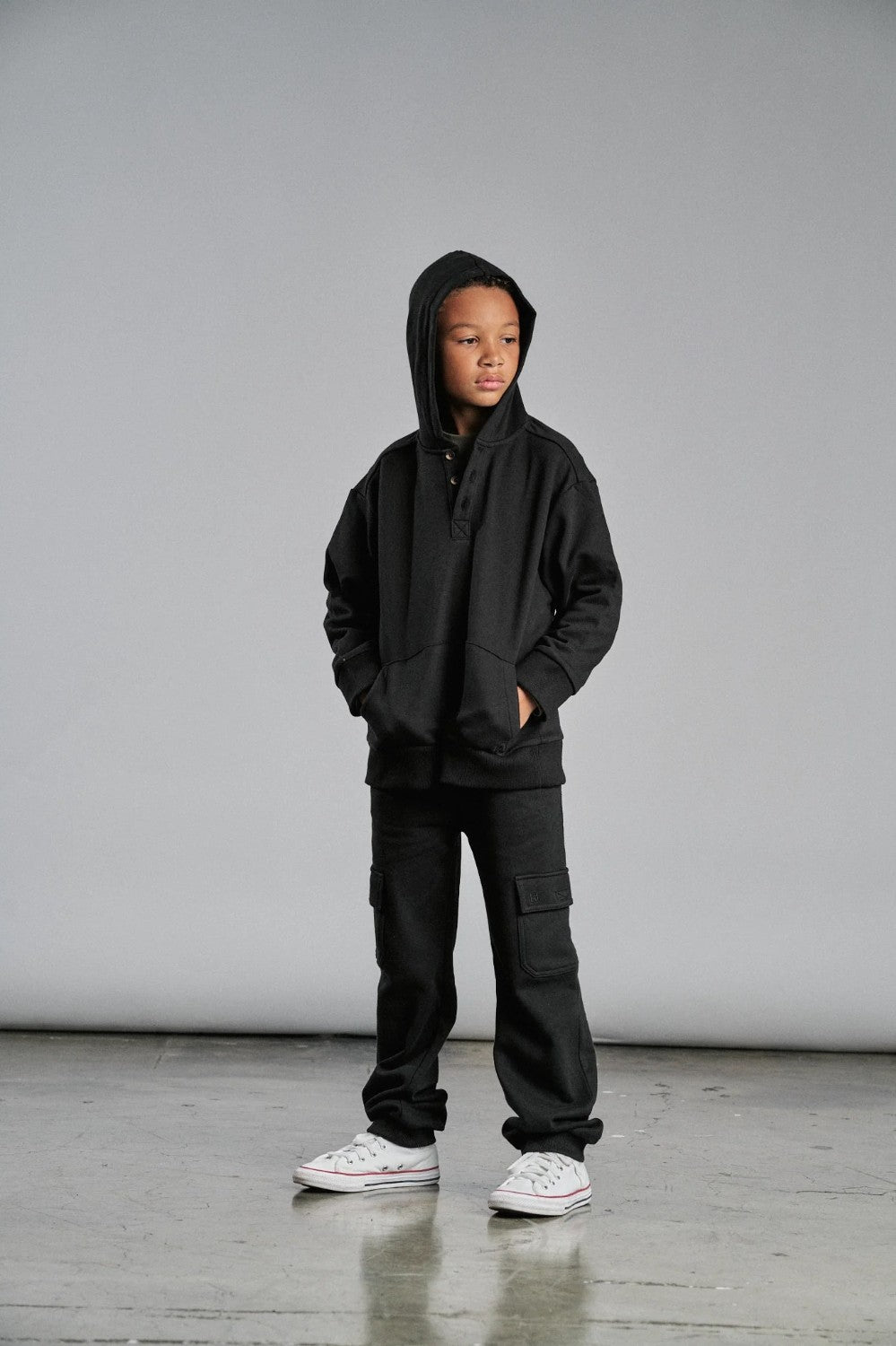 Little Bipsy - Henley Hoodie - Black|114389