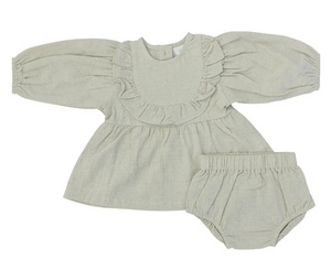 Mebie Baby - Oatmeal Linen Dress & Bloomers|91184