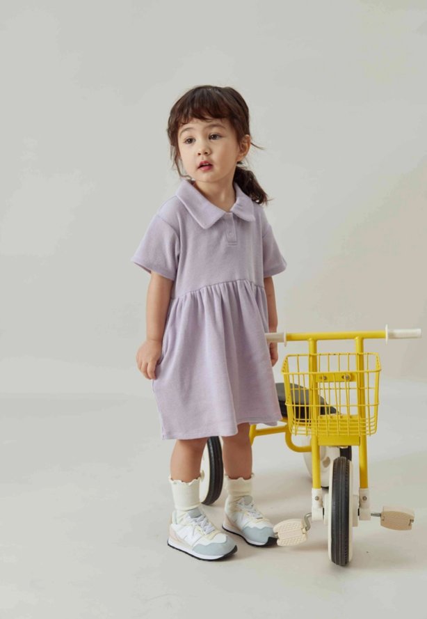 Norsu Organic - Organic Waffle Polo Dress-Iris|104098