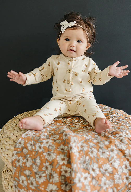 Mebie Baby - Vines Long Sleeve Button Romper|104176