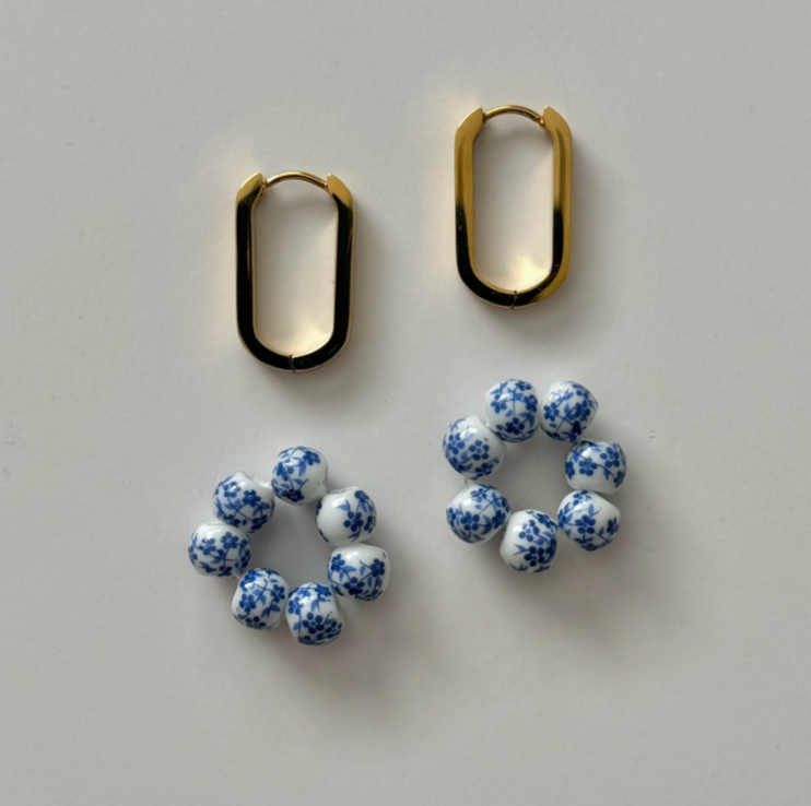 Lujain Charm Earrings- Blue|186961