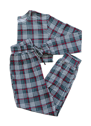 Mebie Baby - Green Plaid Bamboo Cozy Set Women|108713