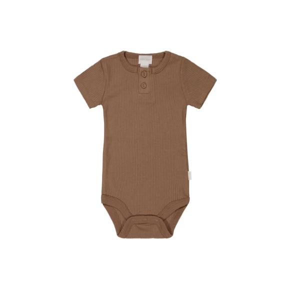 Jamie Kay - Organic Cotton Modal Darcy Rib Tee Bodysuit - Hojicha|153327