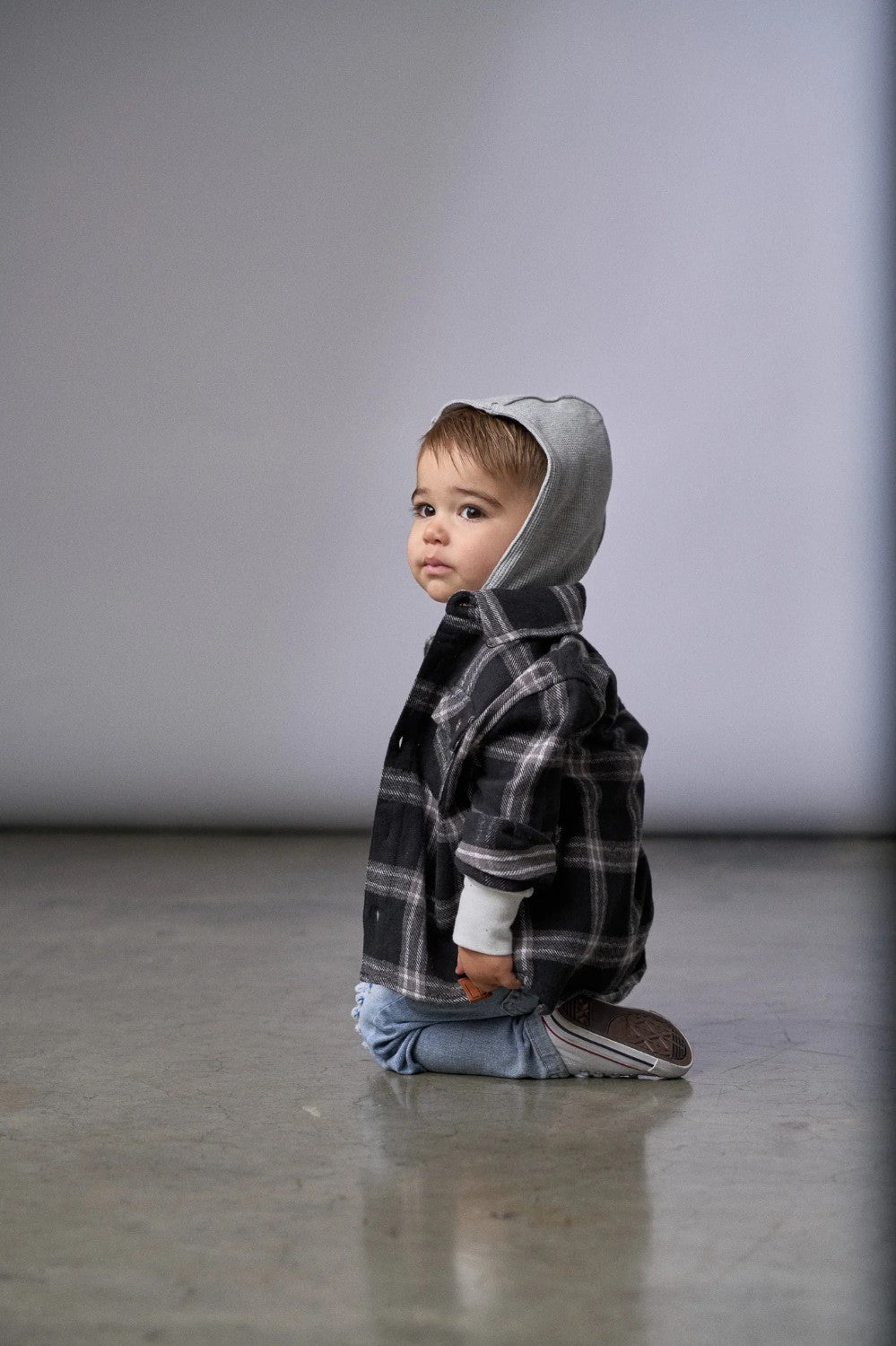 Little Bipsy - Hooded Flannel - Black|109205