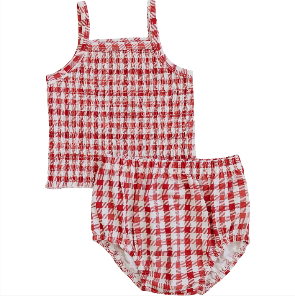 Mebie Baby - Gingham Ruched Bloomer Set|205255