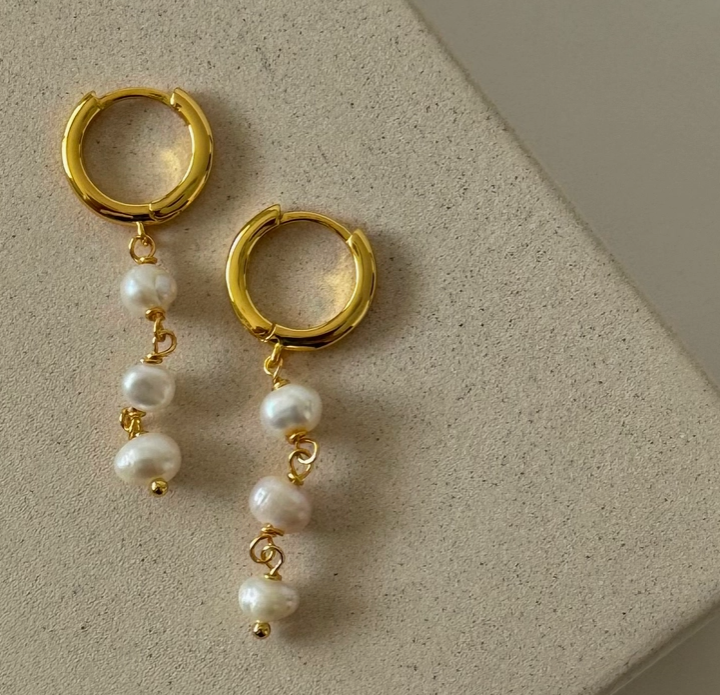 Pearl Drop Earrings -18K PVD Gold Plating|186972