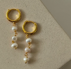 Pearl Drop Earrings -18K PVD Gold Plating|186972