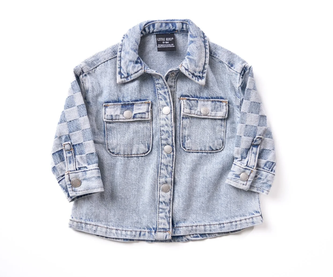 Little Bipsy - Checkered Shacket - Light Wash|145236