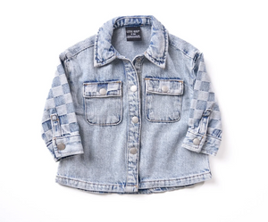 Little Bipsy - Checkered Shacket - Light Wash|145236
